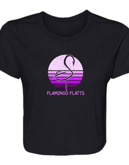 B8882 Ladies' Flamingo Flatts Retro Sunset Flowy Cropped Tee
