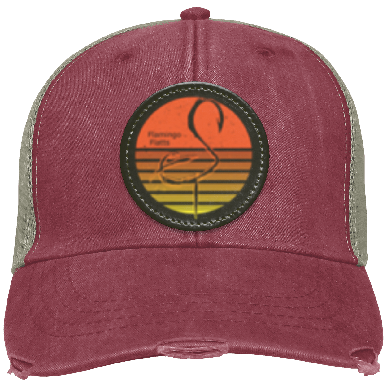 OL102 Flamingo Flatts Retro Sunset Distressed Ollie Cap - Patch