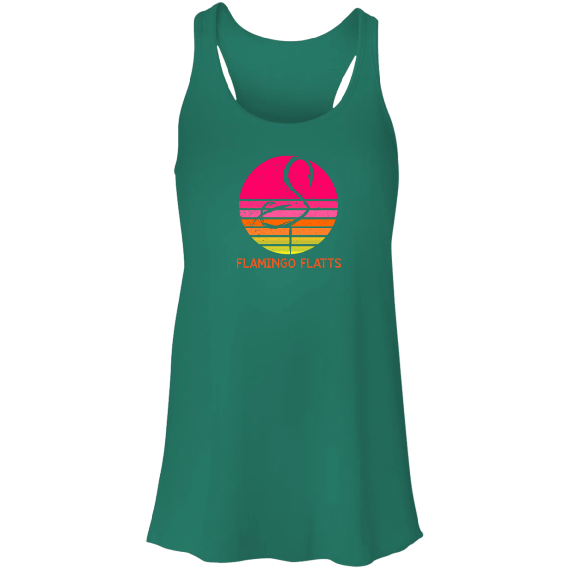 B8800 Flamingo Flatts Retro Sunset Flowy Racerback Tank