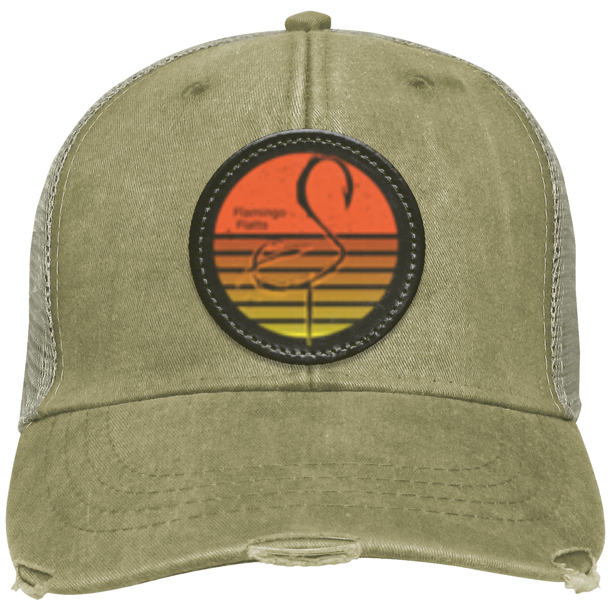 OL102 Flamingo Flatts Retro Sunset Distressed Ollie Cap - Patch