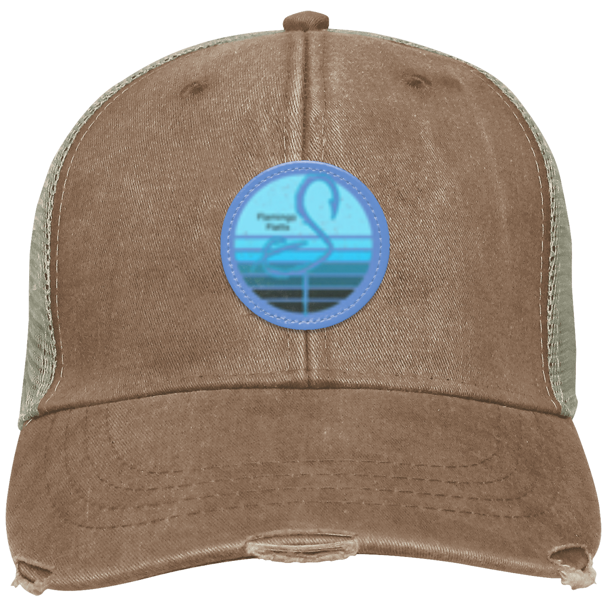 OL102 Flamingo Flatts Retro Sunset Distressed Ollie Cap - Patch