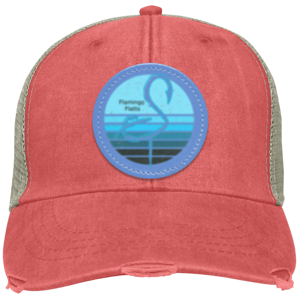 OL102 Flamingo Flatts Retro Sunset  Distressed Ollie Cap - Patch