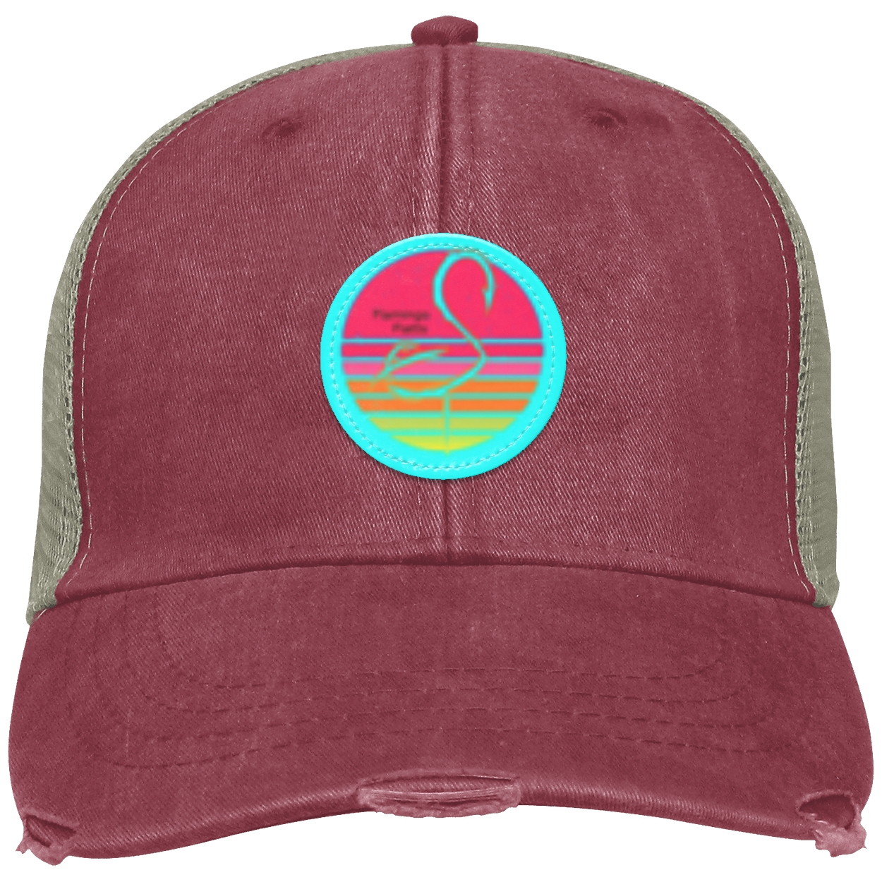 OL102 Flamingo Flatts Retro Sunset Distressed Ollie Cap - Patch