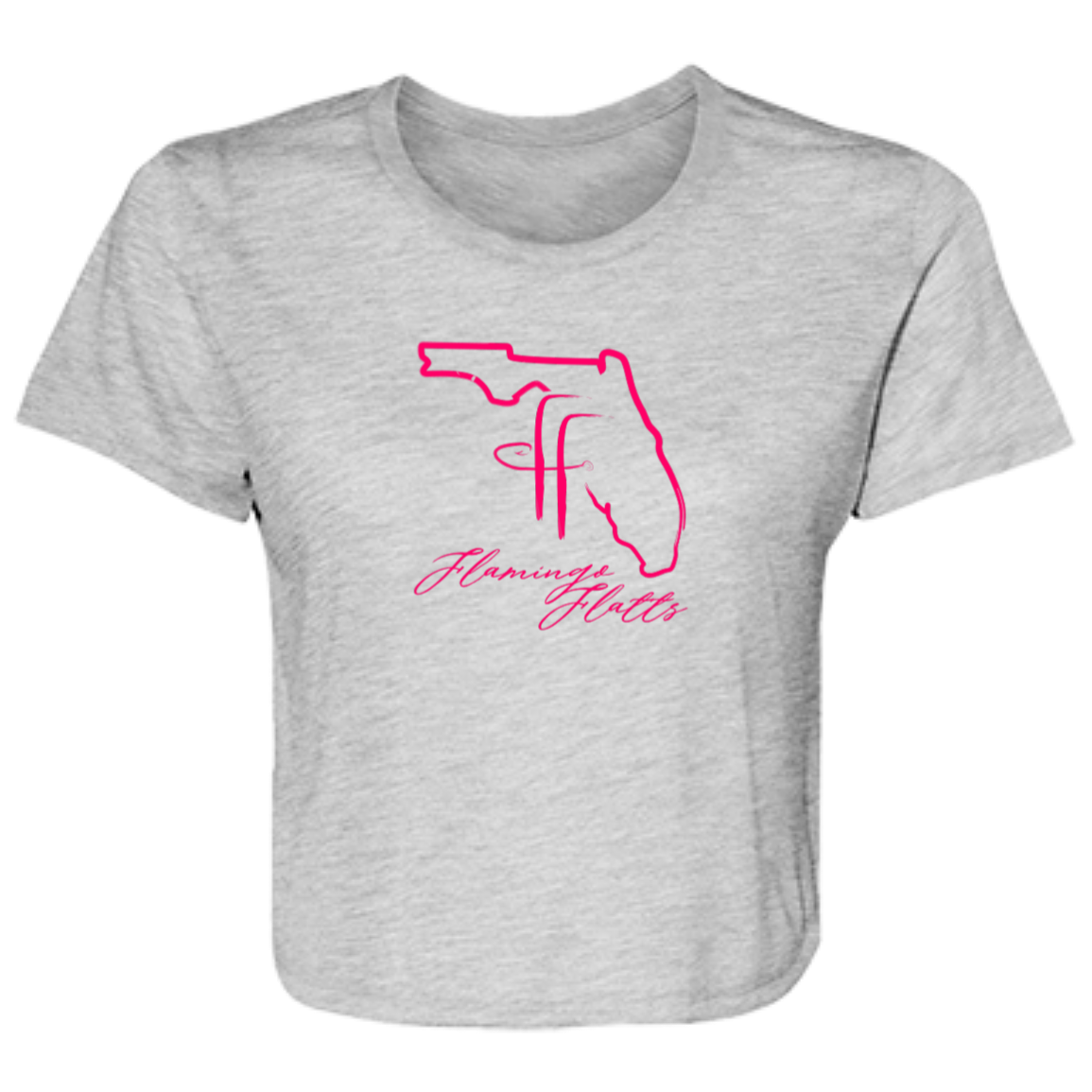 B8882 Ladies' Flamingo Flatts Coastal Flowy Cropped Tee