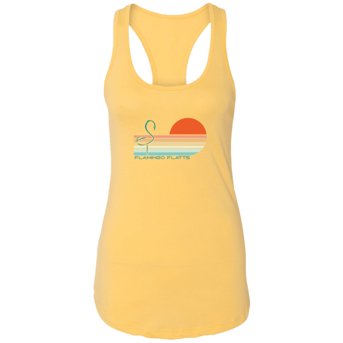 NL1533 Ladies Flamingo Sunset v1 Flatts Ideal Racerback Tank