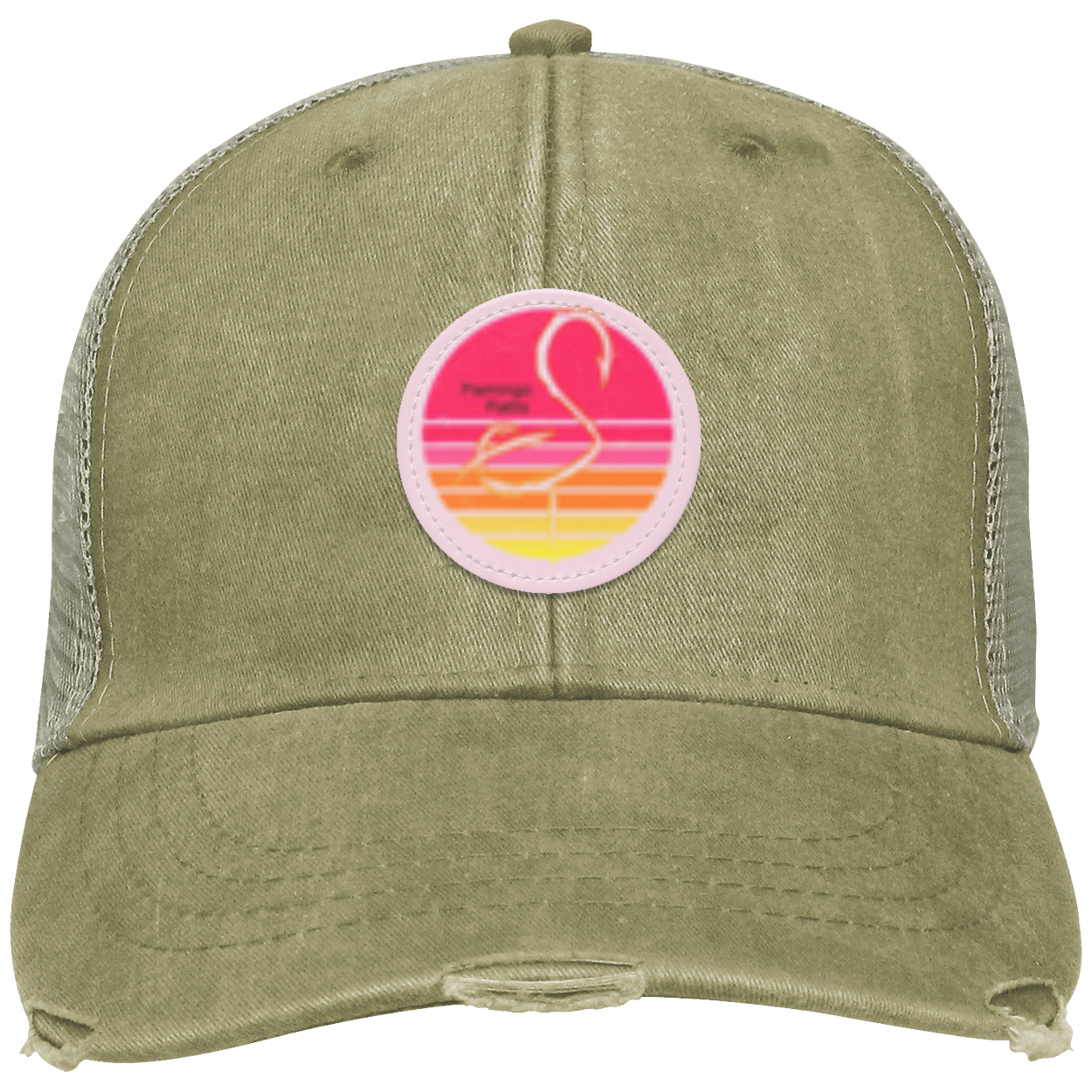 OL102 Flamingo Flatts Retro Sunset Distressed Ollie Cap - Patch