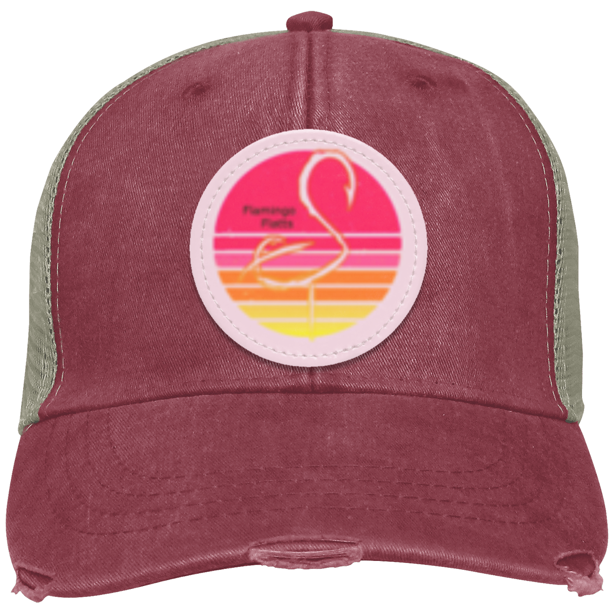 OL102 Flamingo Flatts Retro Sunset Distressed Ollie Cap - Patch