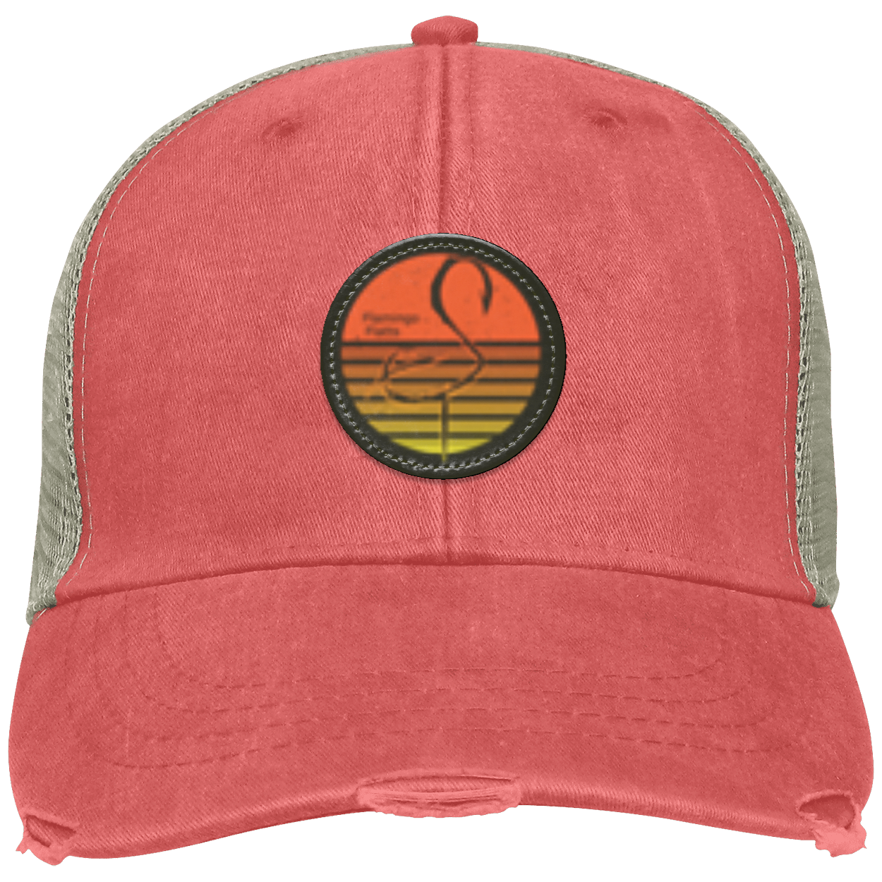 OL102 Flamingo Flatts Retro Sunsest Distressed Ollie Cap - Patch