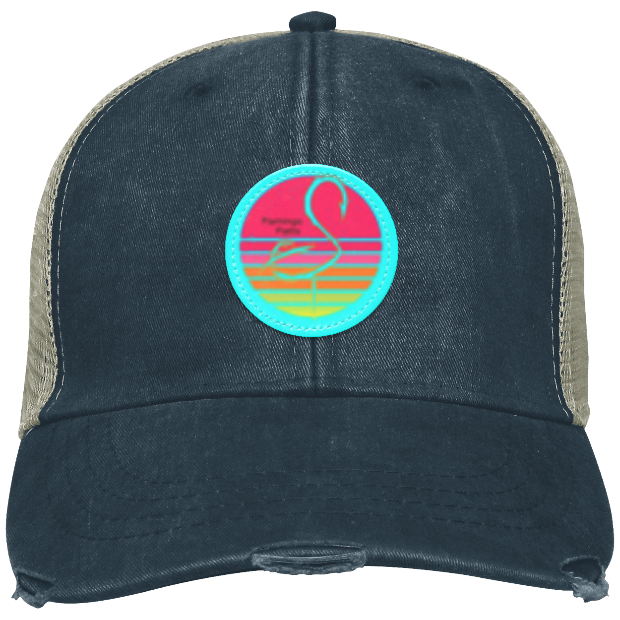 OL102 Flamingo Flatts Retro Sunset Distressed Ollie Cap - Patch