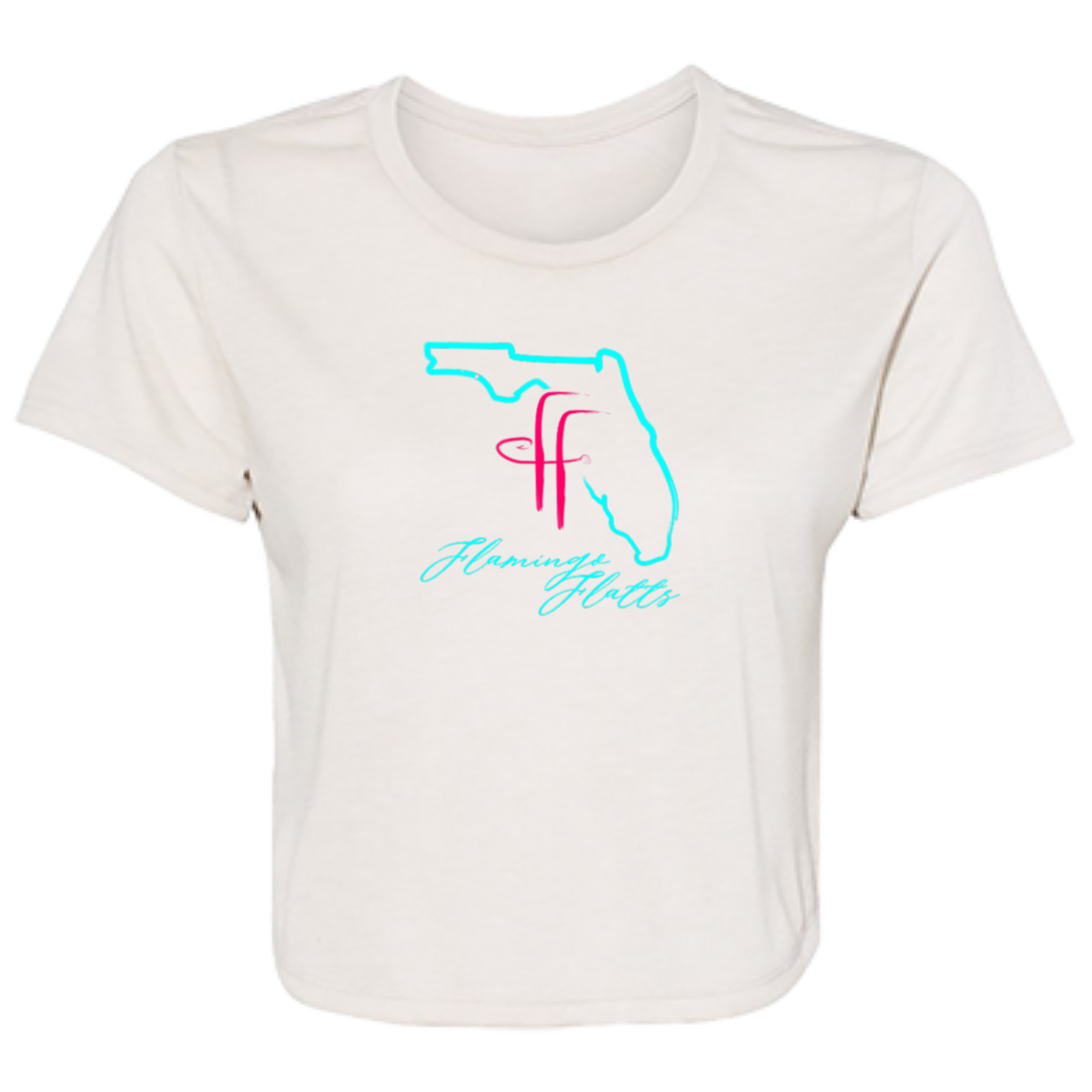 B8882 Ladies' Flamingo Flatts Coastal Flowy Cropped Tee