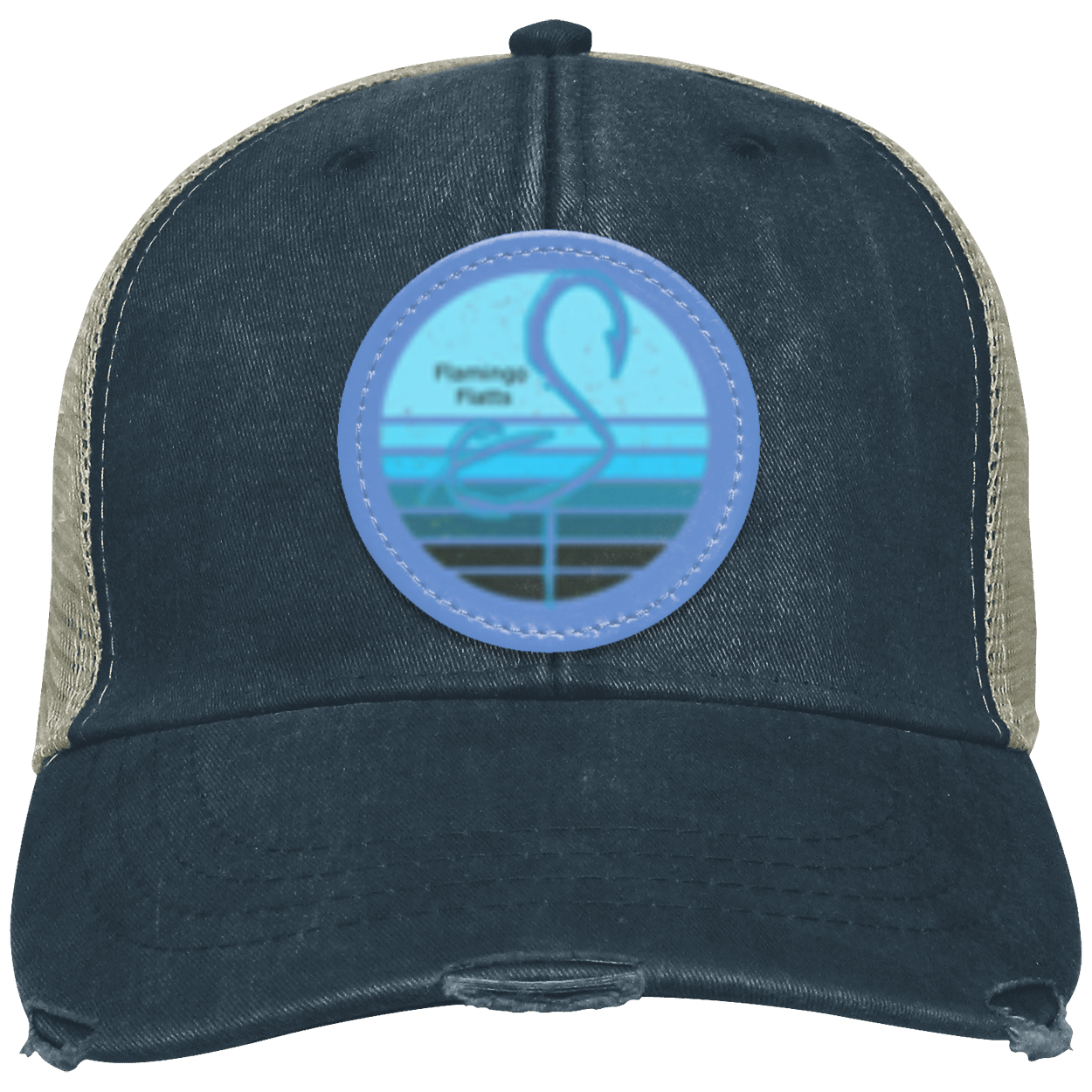 OL102 Flamingo Flatts Retro Sunset  Distressed Ollie Cap - Patch