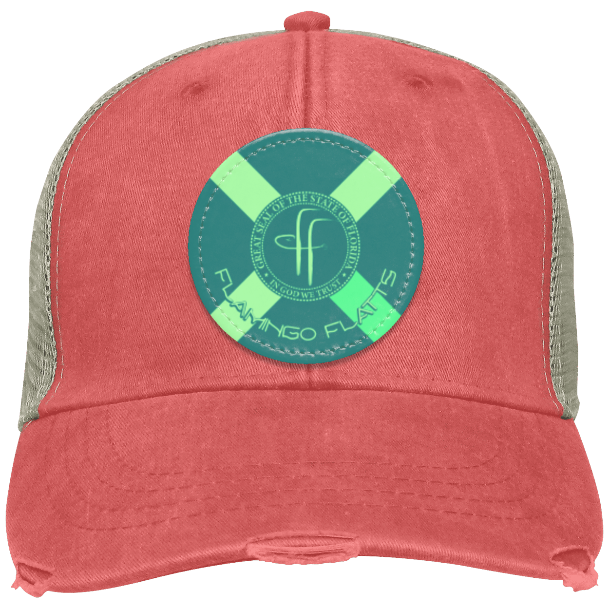 OL102 Flamingo Flatts Flag Distressed Ollie Cap - Patch