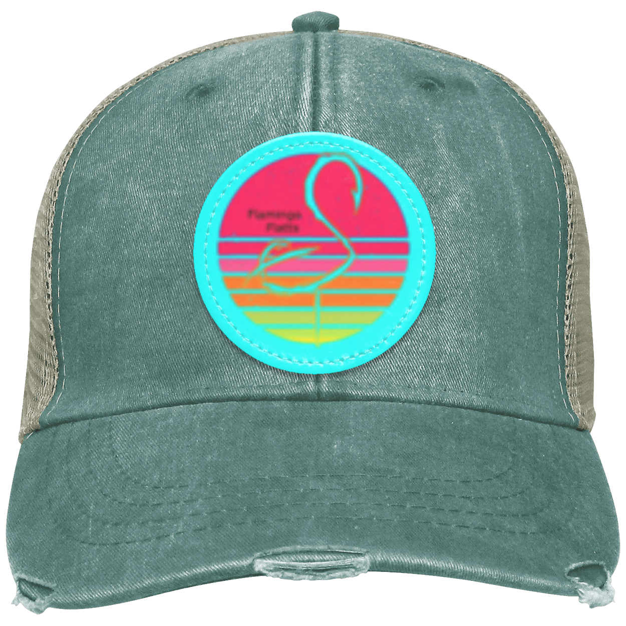 OL102 Flamingo Flatts Retro Sunset Distressed Ollie Cap - Patch