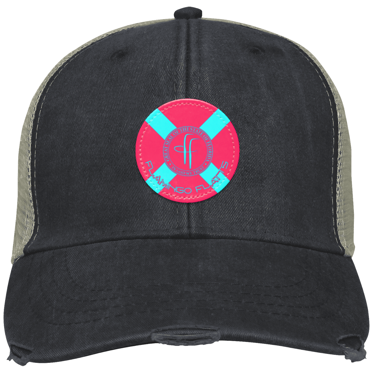 OL102 Flamingo Flatts Flag Distressed Ollie Cap - Patch