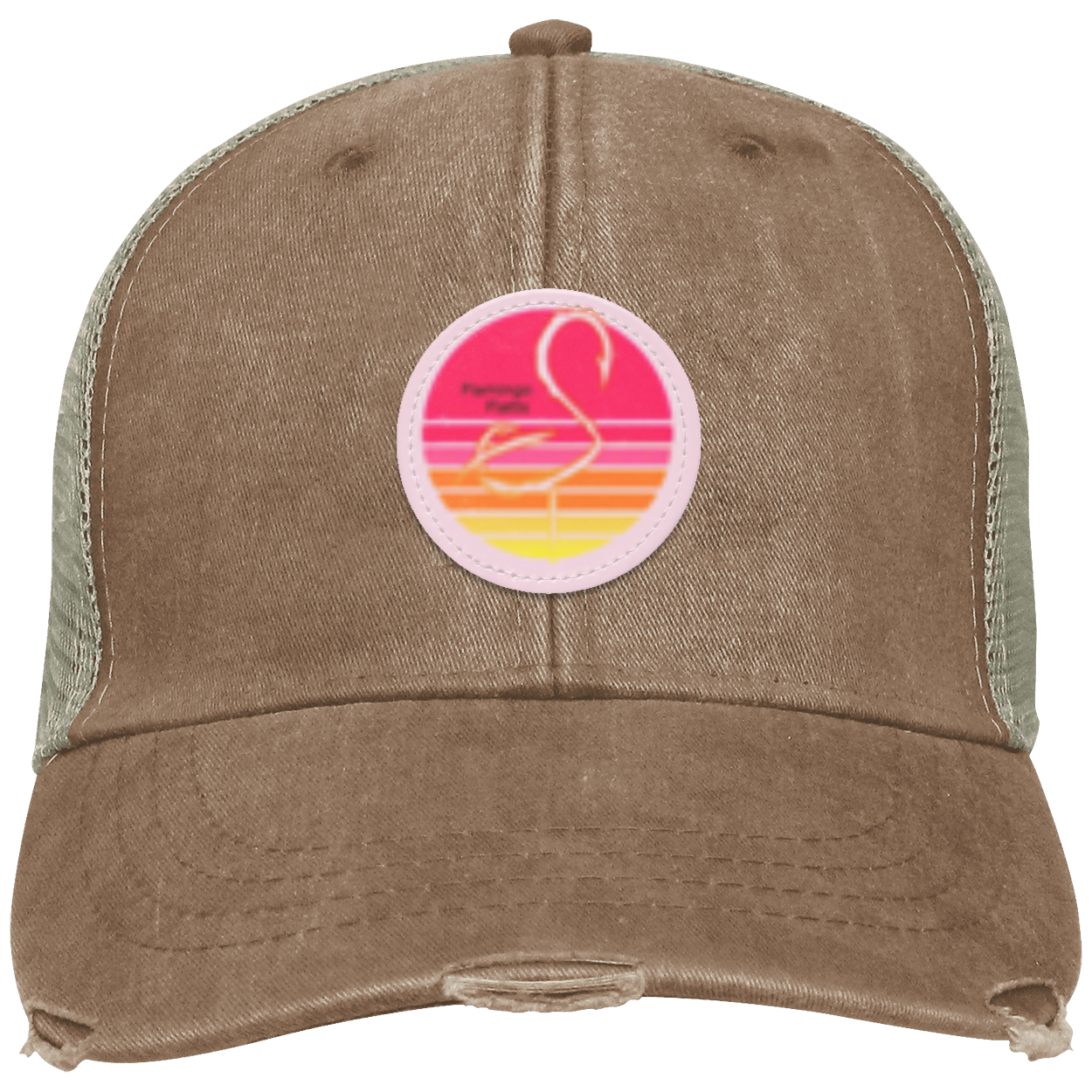 OL102 Flamingo Flatts Retro Sunset Distressed Ollie Cap - Patch