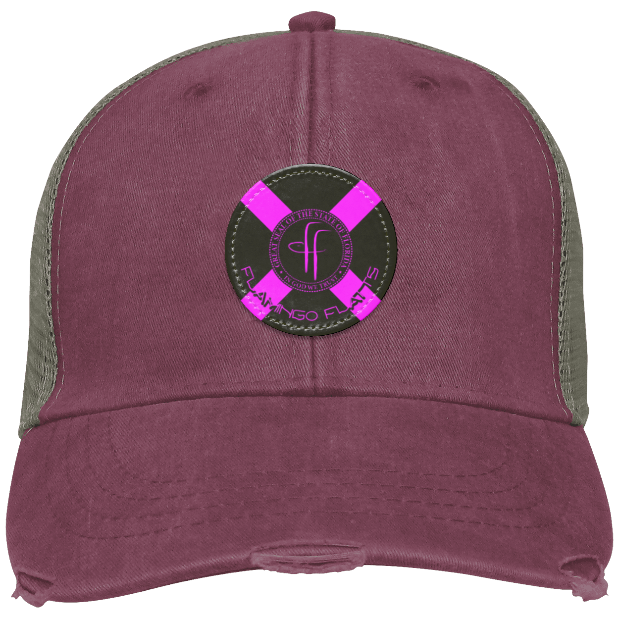 OL102 Flamingo Flatts Flag Distressed Ollie Cap - Patch