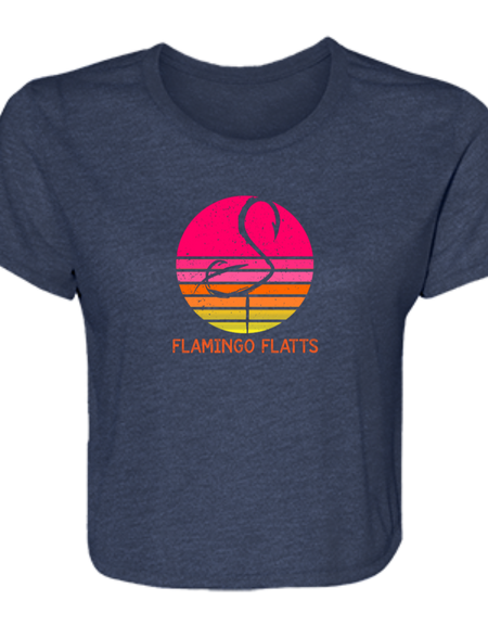 B8882 Ladies' Flamingo Flatts Retro Sunset Flowy Cropped Tee