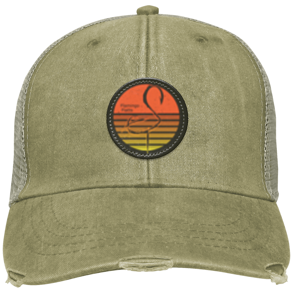 OL102 Flamingo Flatts Retro Sunsest Distressed Ollie Cap - Patch