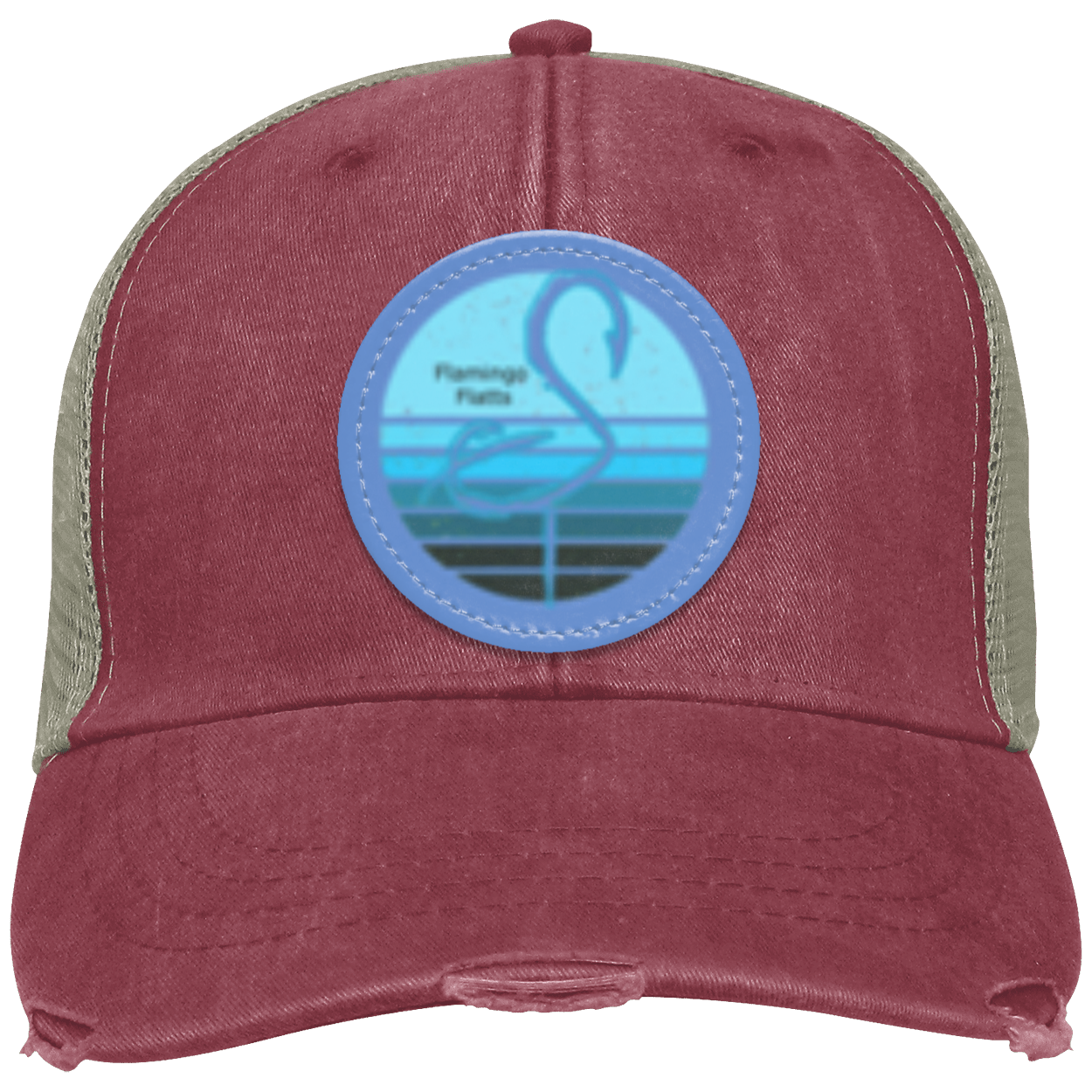 OL102 Flamingo Flatts Retro Sunset  Distressed Ollie Cap - Patch