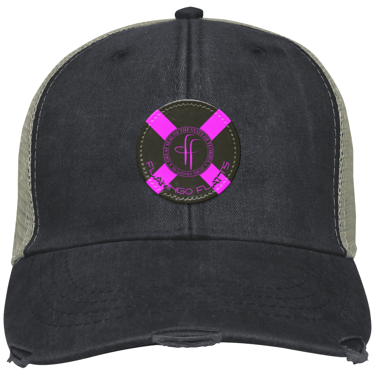 OL102 Flamingo Flatts Flag Distressed Ollie Cap - Patch