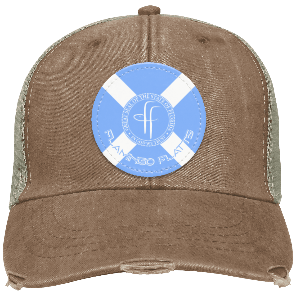 OL102 Flamingo Flatts Flag Distressed Ollie Cap - Patch