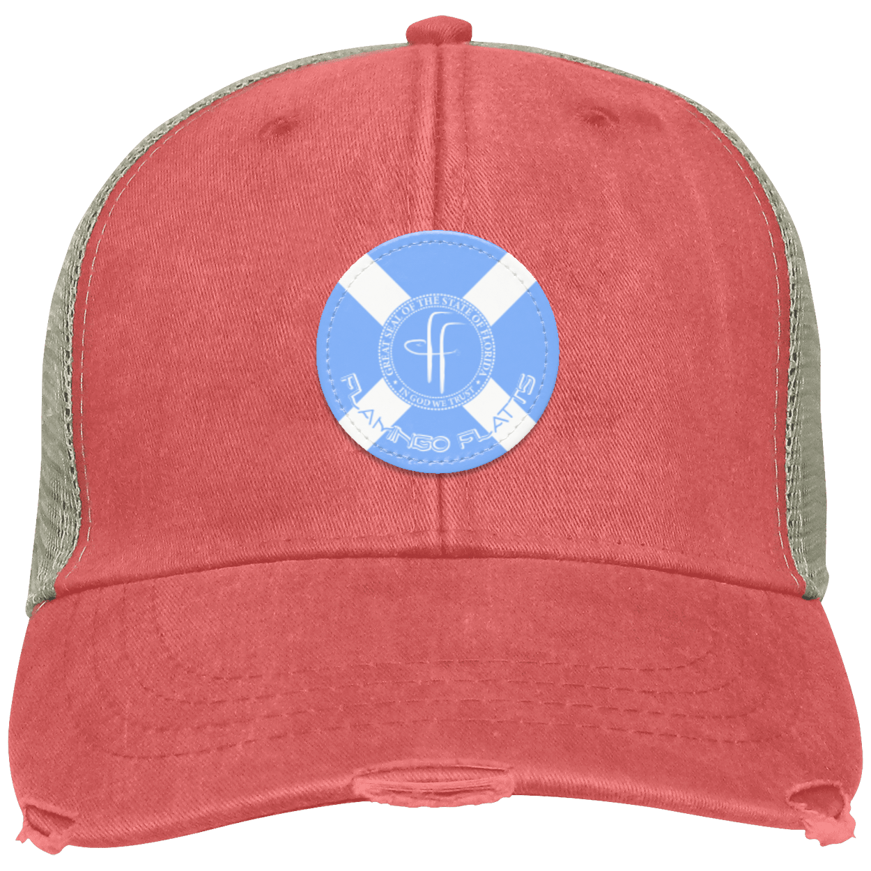 OL102 Flamingo Flatts Flag Distressed Ollie Cap - Patch