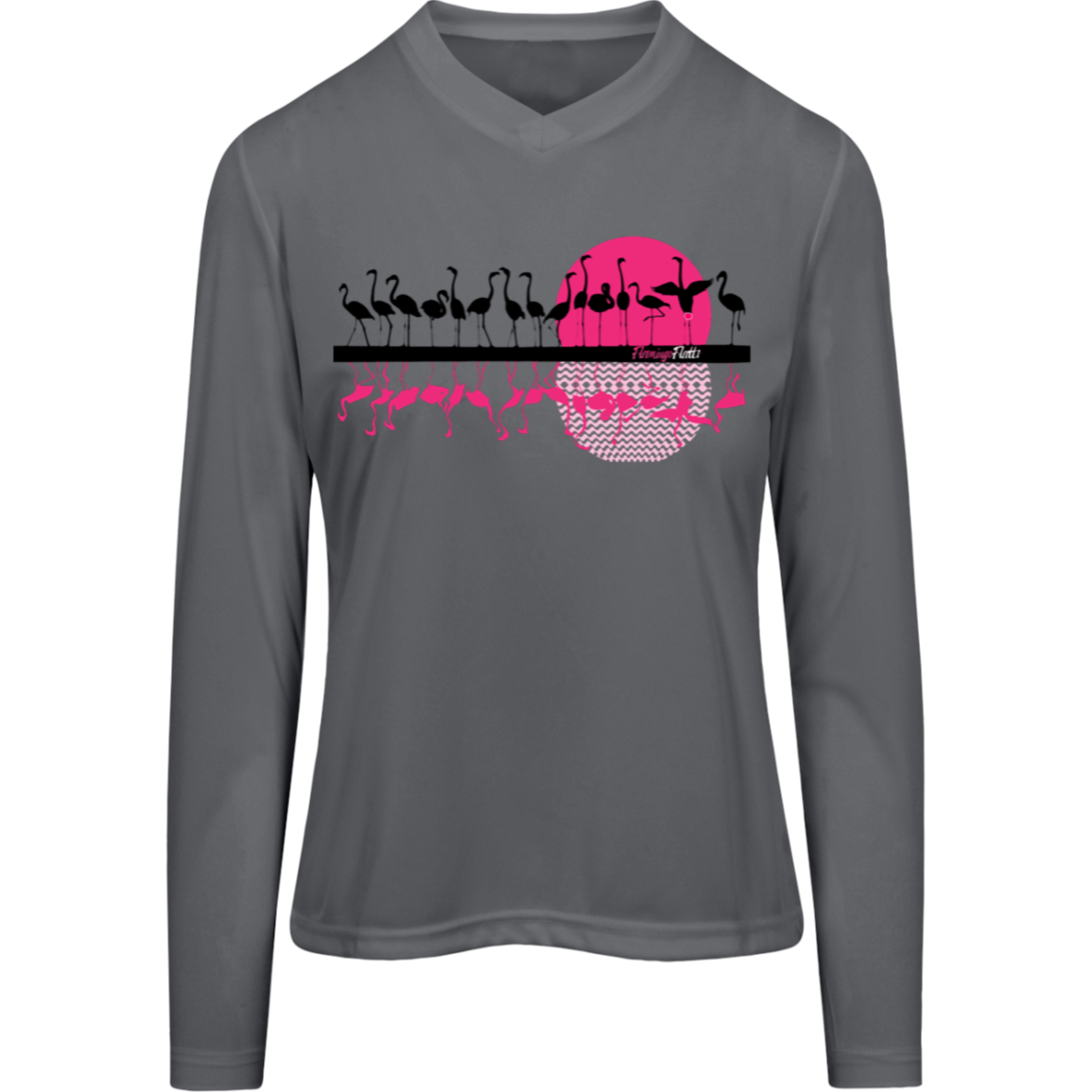 TT11WL Team 365 Womens Flamingo Sunset Zone Long Sleeve Tee