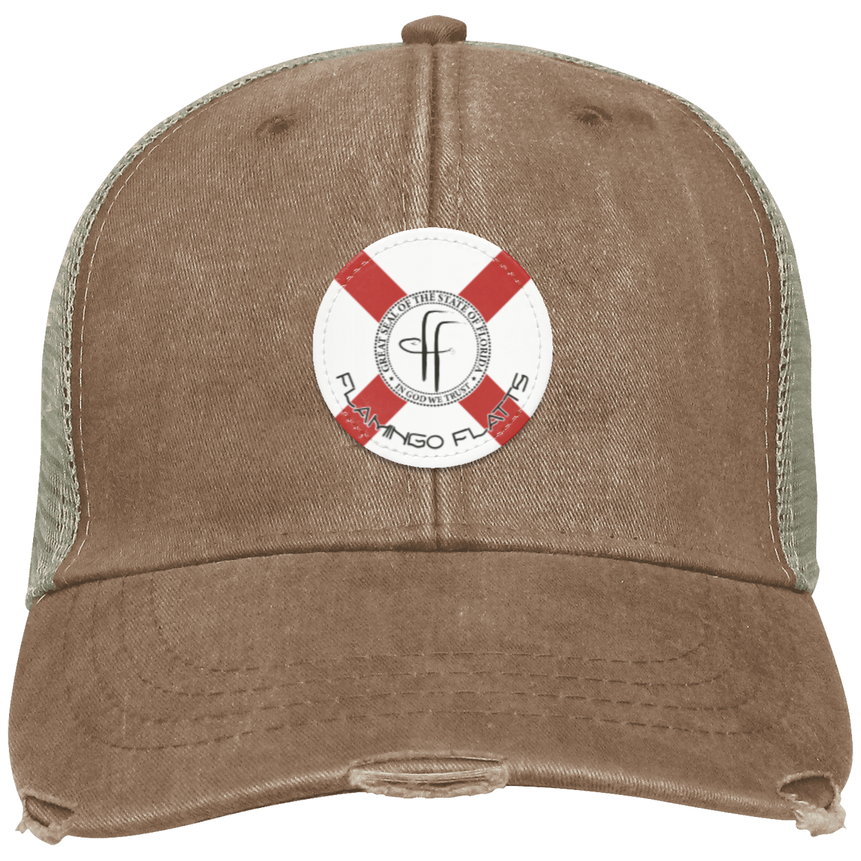 OL102 Flamingo Flatts Flag Distressed Ollie Cap - Patch