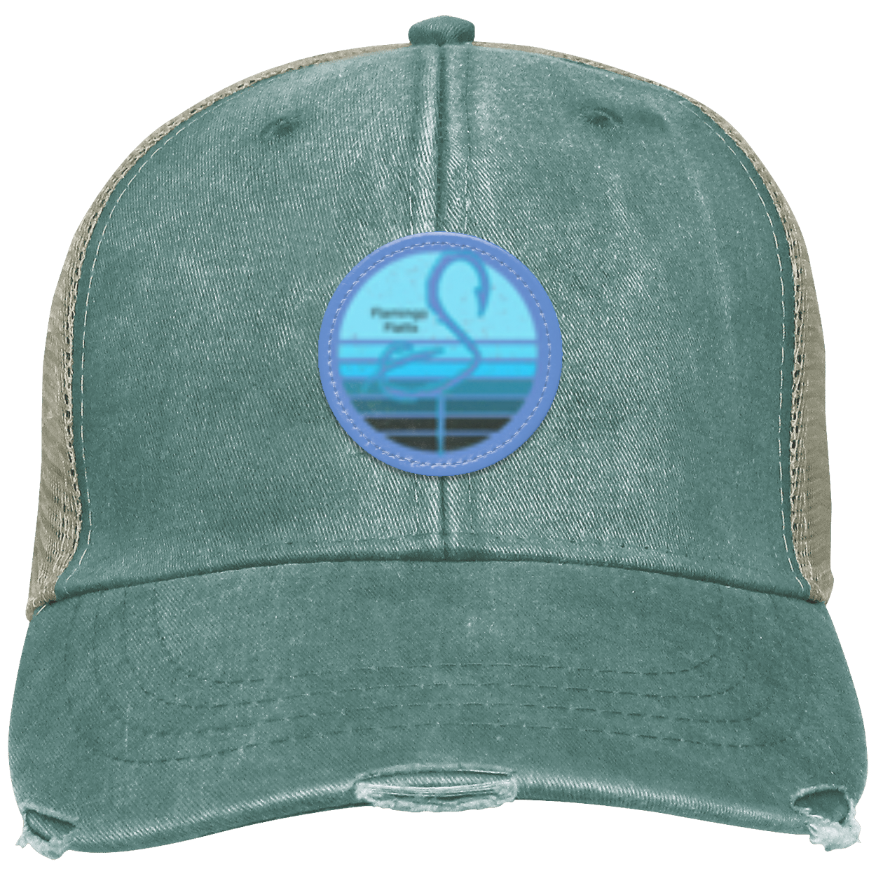 OL102 Flamingo Flatts Retro Sunset Distressed Ollie Cap - Patch