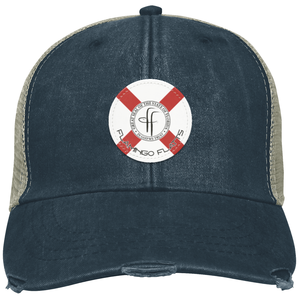 OL102 Flamingo Flatts Flag Distressed Ollie Cap - Patch