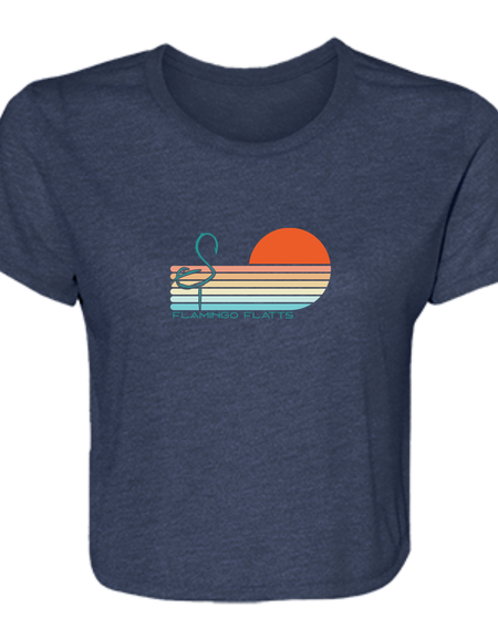 B8882 Ladies' Flamingo Flatts Sunset v1 Flowy Cropped Tee