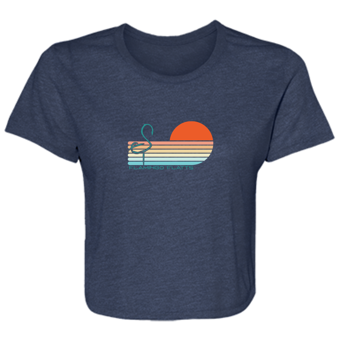B8882 Ladies' Flamingo Flatts Sunset v1 Flowy Cropped Tee