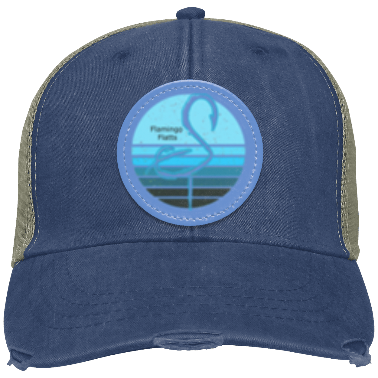 OL102 Flamingo Flatts Retro Sunset  Distressed Ollie Cap - Patch