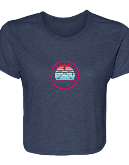 B8882 Ladies' Flamingo Flatts Fishing Club Flowy Cropped Tee