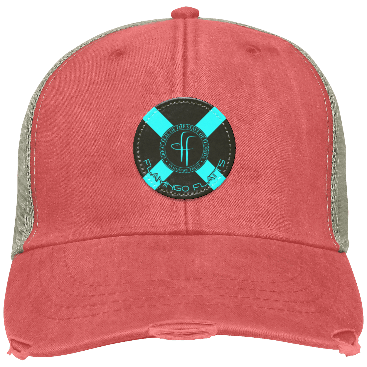 OL102 Flamingo Flatts Flag Distressed Ollie Cap - Patch