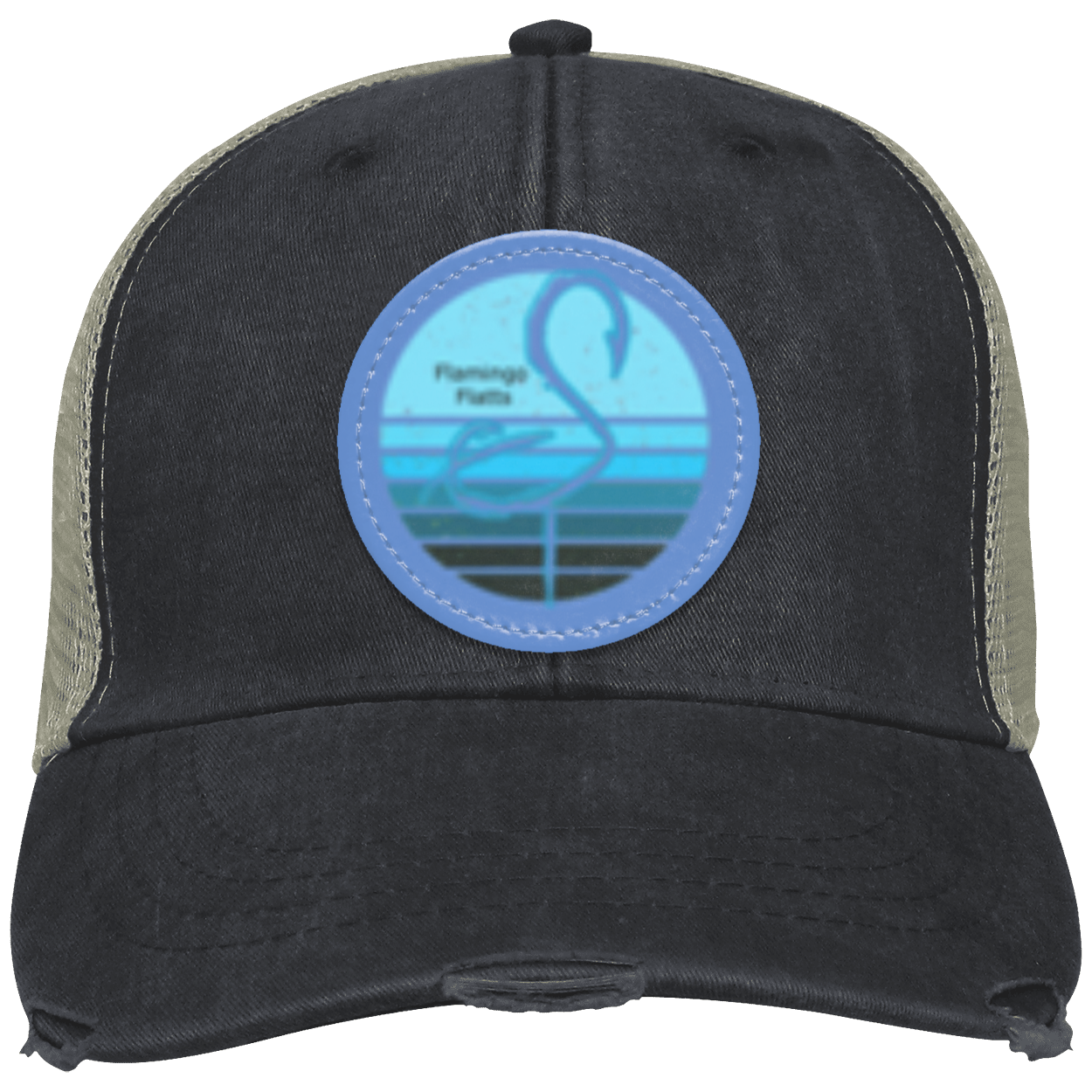 OL102 Flamingo Flatts Retro Sunset  Distressed Ollie Cap - Patch