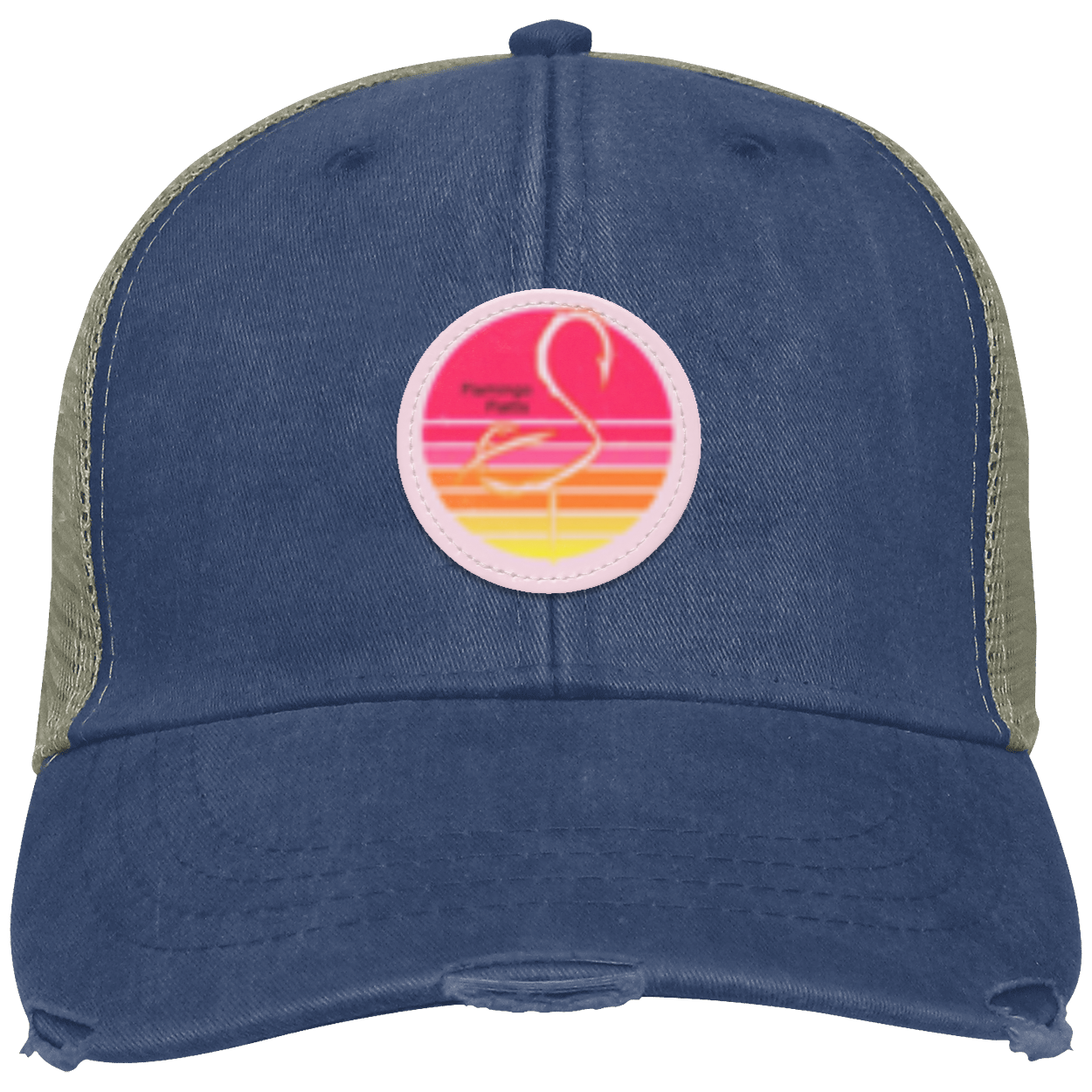 OL102 Flamingo Flatts Retro Sunset Distressed Ollie Cap - Patch