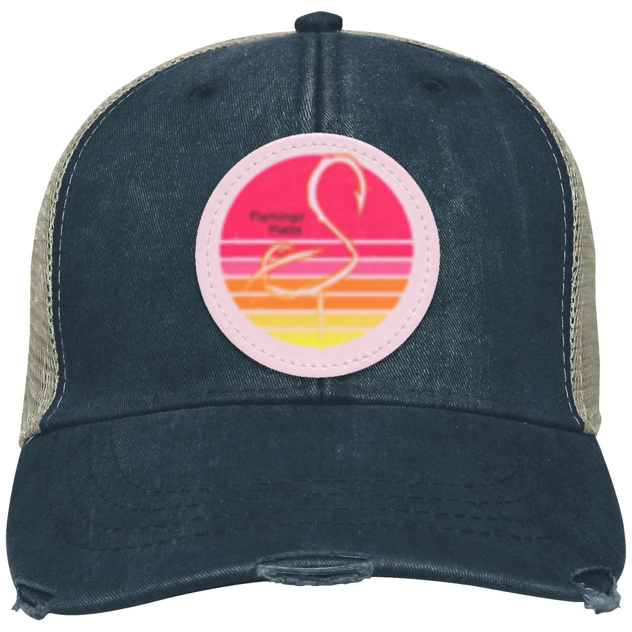 OL102 Flamingo Flatts Retro Sunset Distressed Ollie Cap - Patch