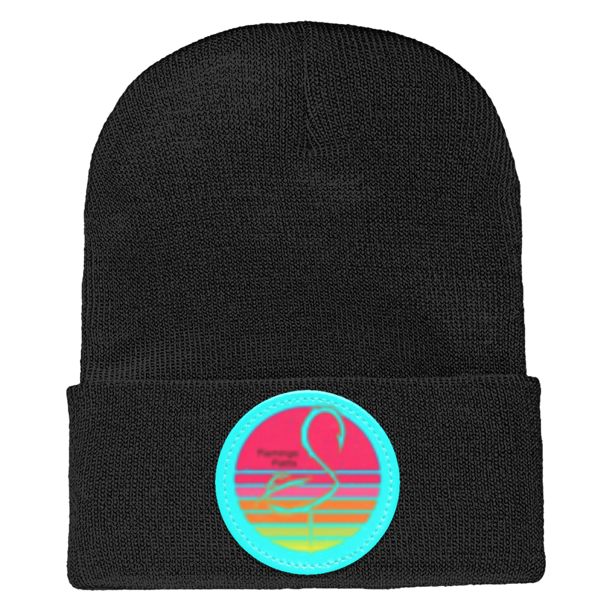 1501 Yupoong Adult Flamingo Flatts Retro Sunset Cuffed Knit Beanie