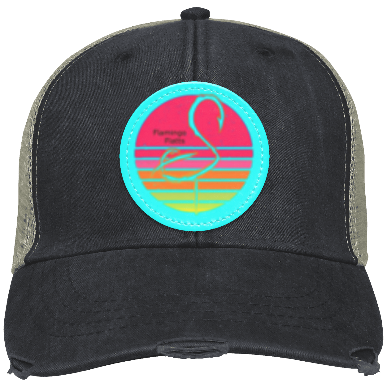 OL102 Flamingo Flatts Retro Sunset Distressed Ollie Cap - Patch