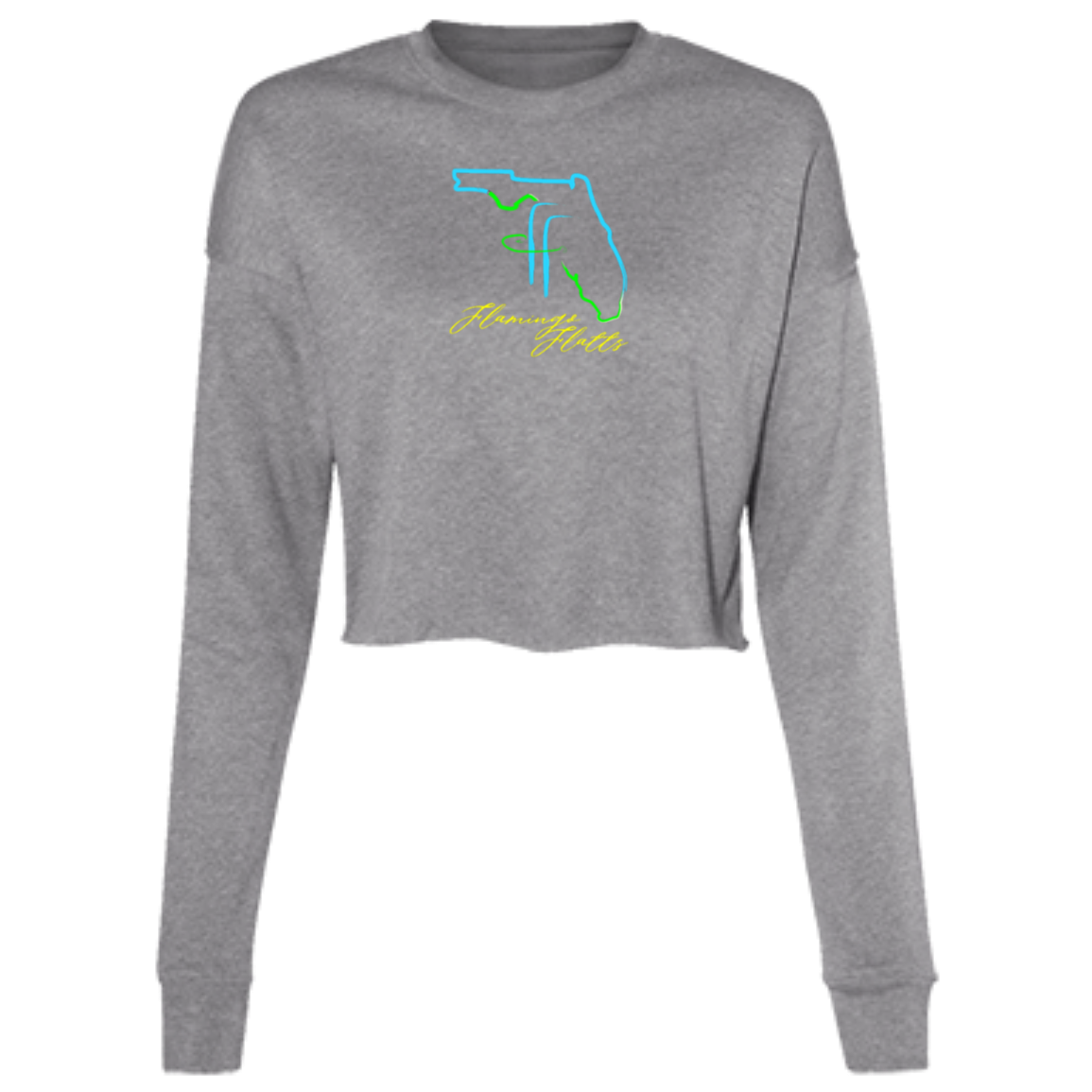 B7503 Ladies' Flamingo Flatts Coastal Tri-Color Cropped Fleece Crew