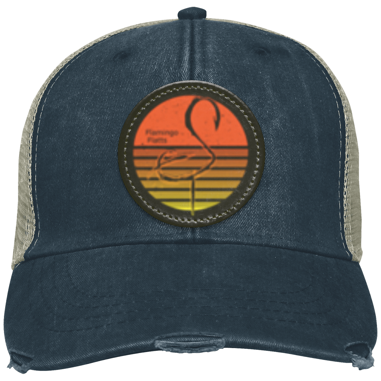 OL102 Flamingo Flatts Retro Sunset Distressed Ollie Cap - Patch