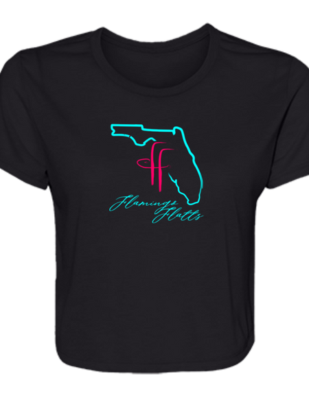 B8882 Ladies' Flamingo Flatts Coastal Flowy Cropped Tee