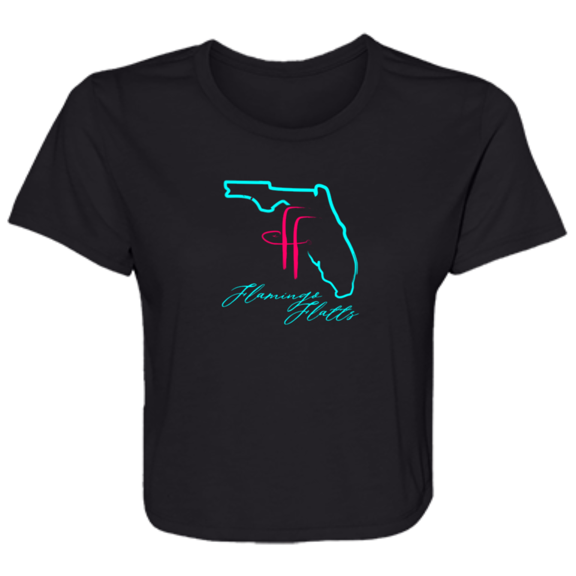 B8882 Ladies' Flamingo Flatts Coastal Flowy Cropped Tee