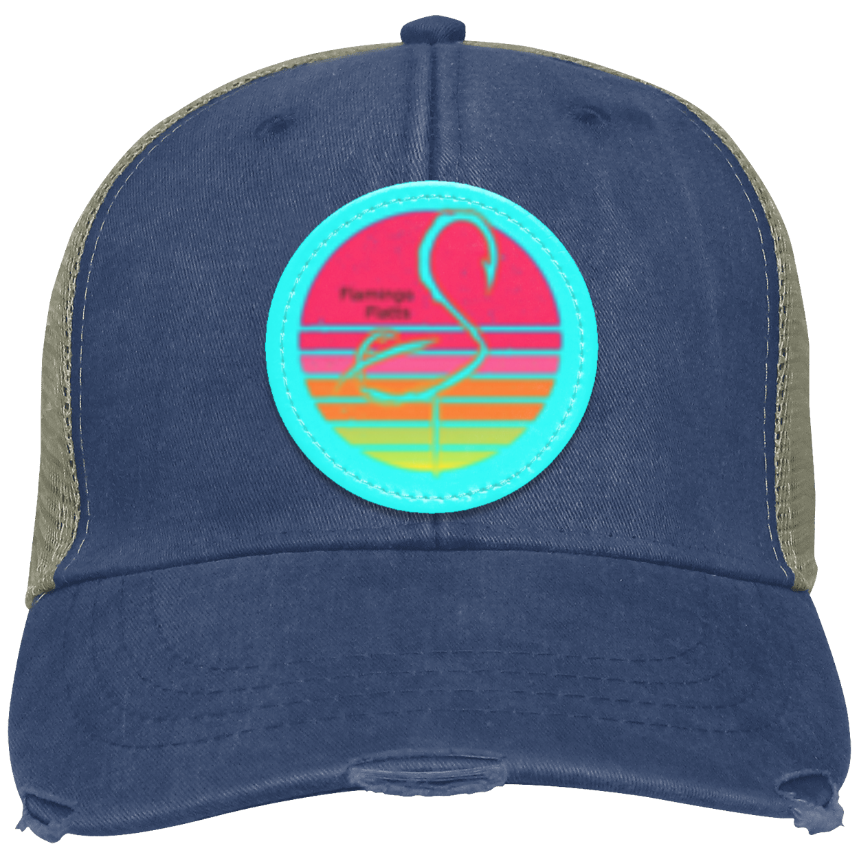 OL102 Flamingo Flatts Retro Sunset Distressed Ollie Cap - Patch