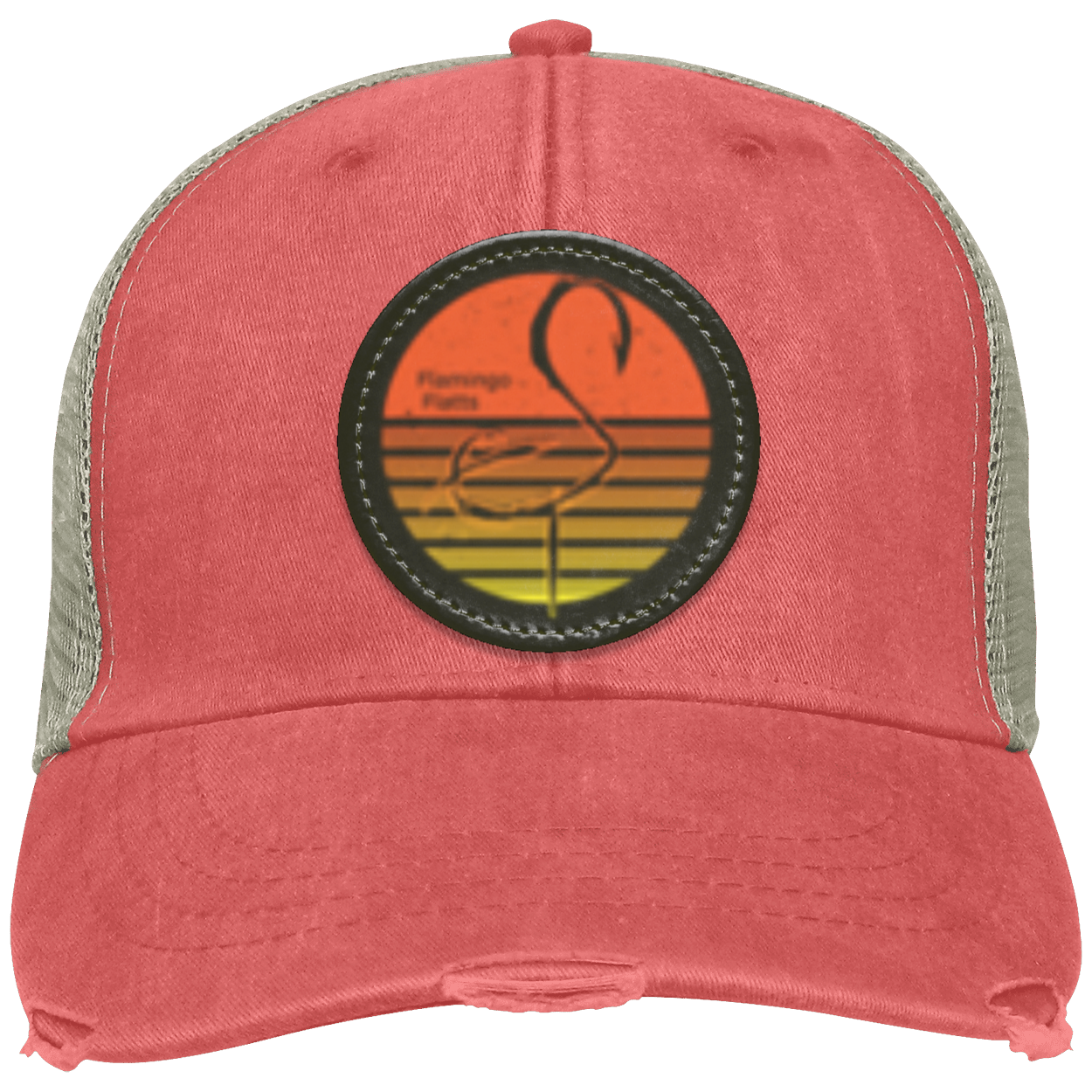 OL102 Flamingo Flatts Retro Sunset Distressed Ollie Cap - Patch