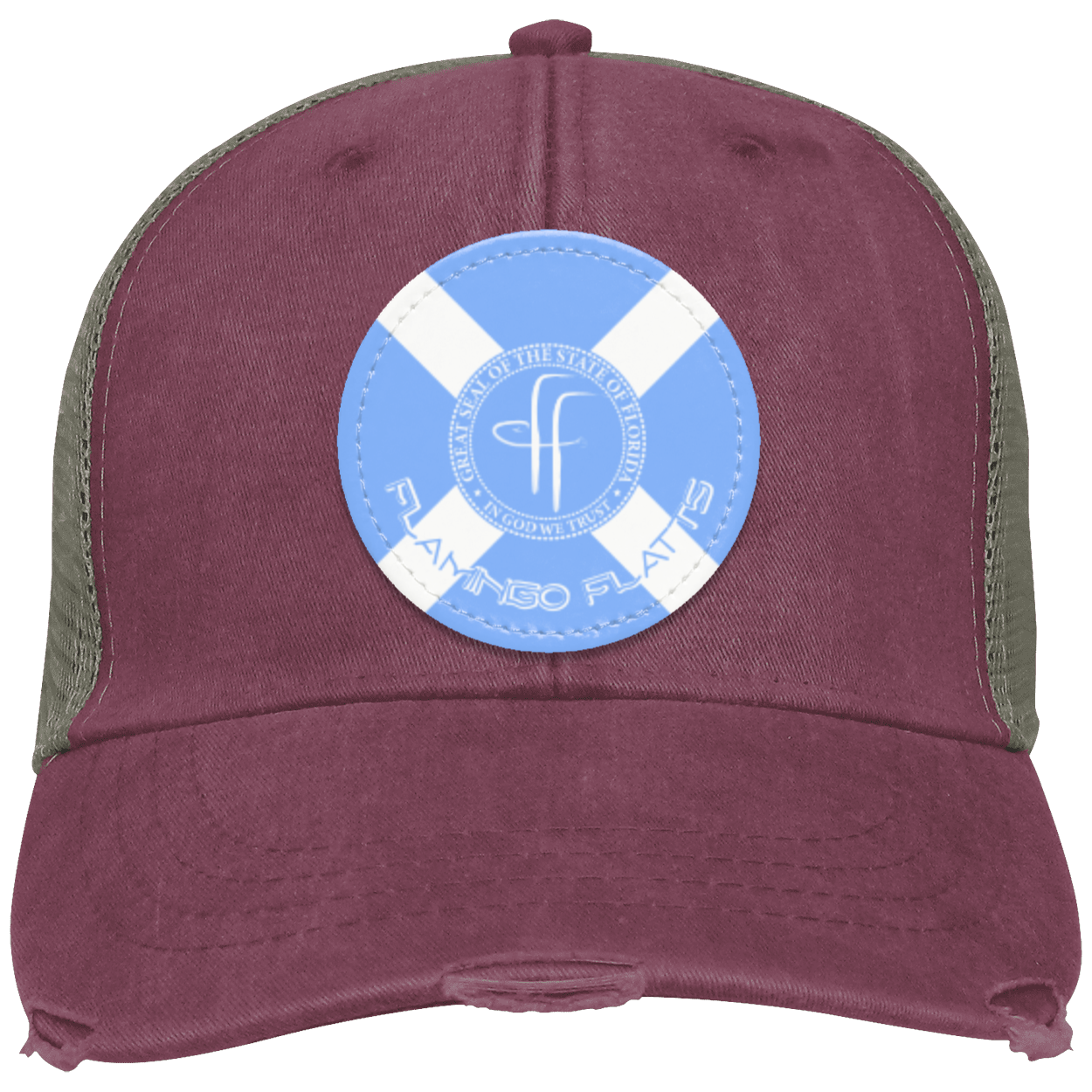 OL102 Flamingo Flatts Flag Distressed Ollie Cap - Patch