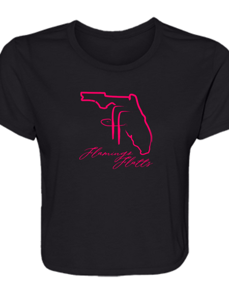 B8882 Ladies' Flamingo Flatts Coastal Flowy Cropped Tee