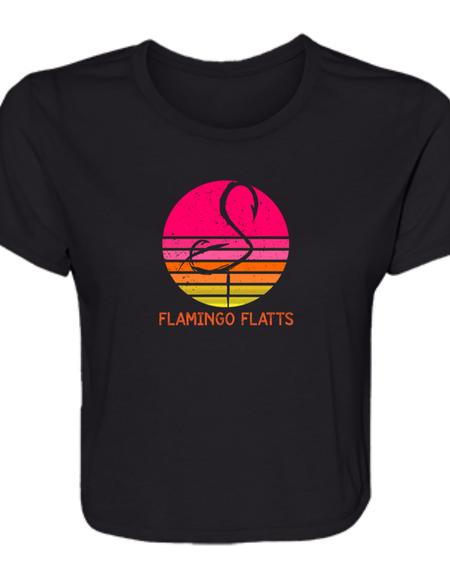 B8882 Ladies' Flamingo Flatts Retro Sunset Flowy Cropped Tee