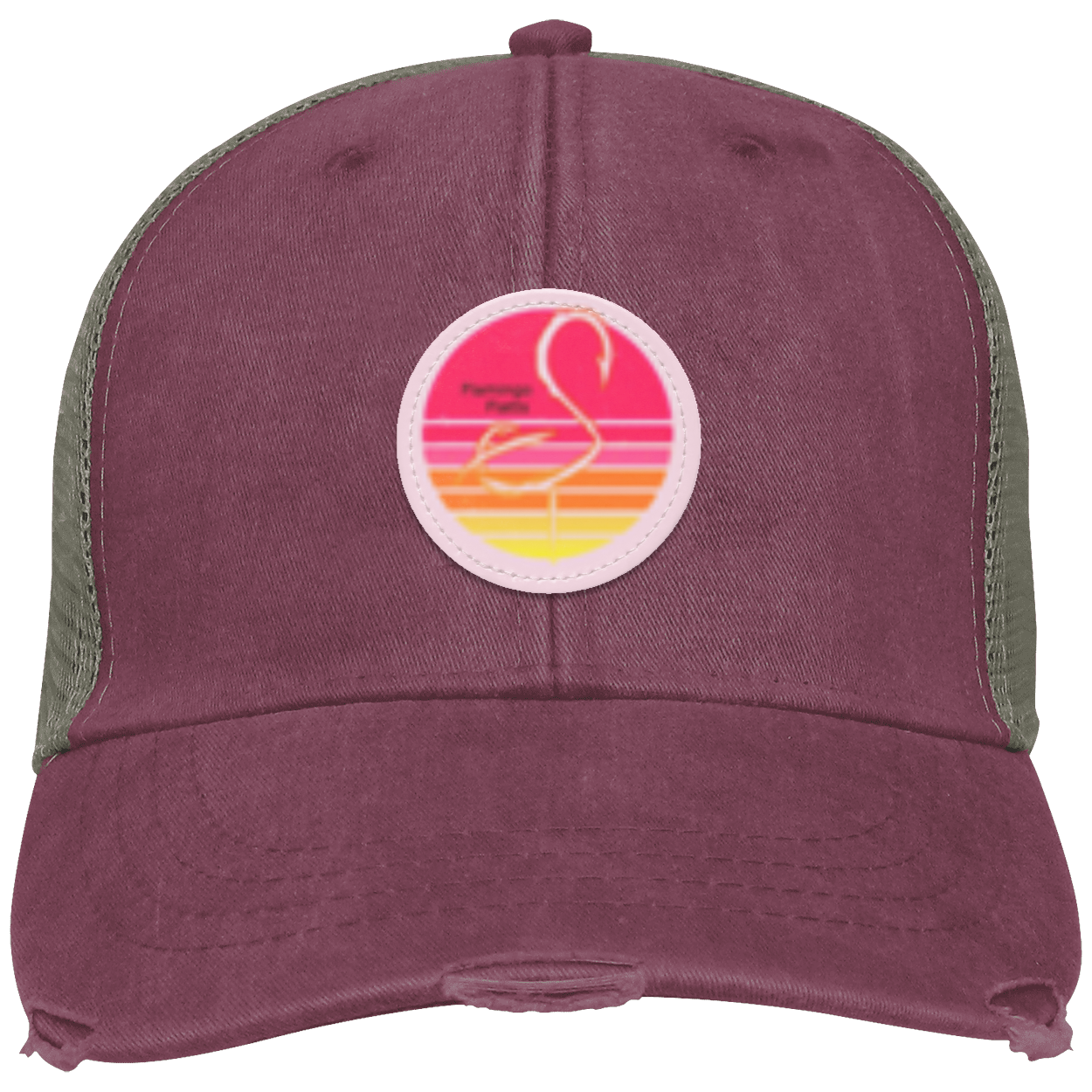 OL102 Flamingo Flatts Retro Sunset Distressed Ollie Cap - Patch